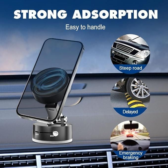 360° Rotating Magnetic Phone Holder | Foldable Suction Car Mount Stand