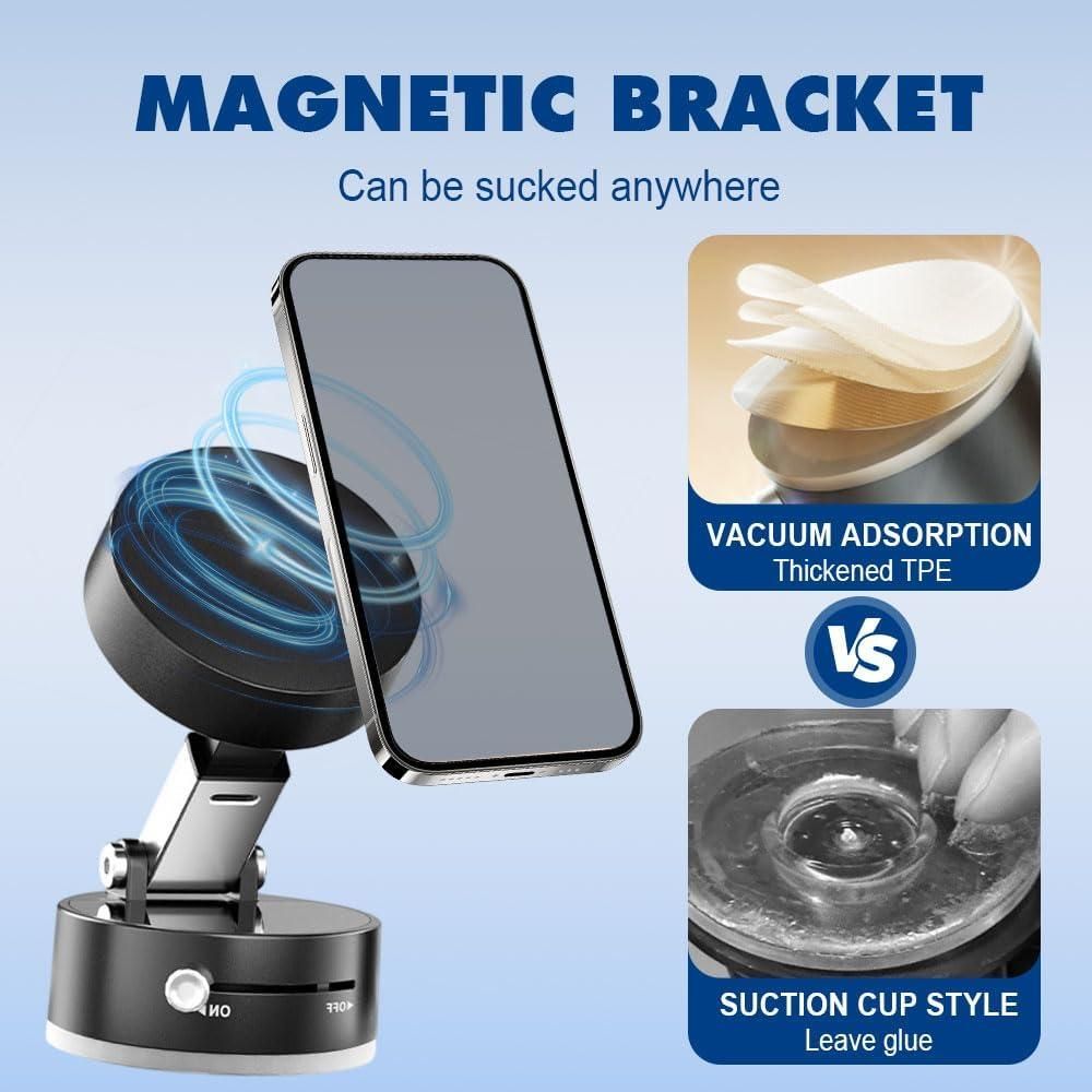 360° Rotating Magnetic Phone Holder | Foldable Suction Car Mount Stand