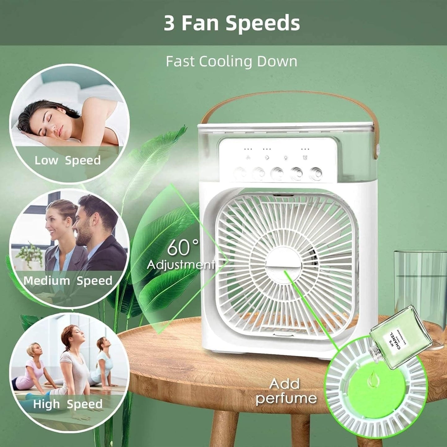 Portable USB Mist Fan | 3-in-1 Air Cooler & Humidifier for Home & Office