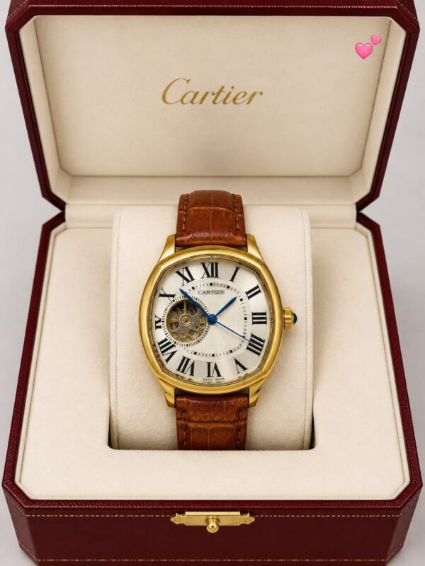 Cartier Automatic Round Men's Premium Leather Watch
